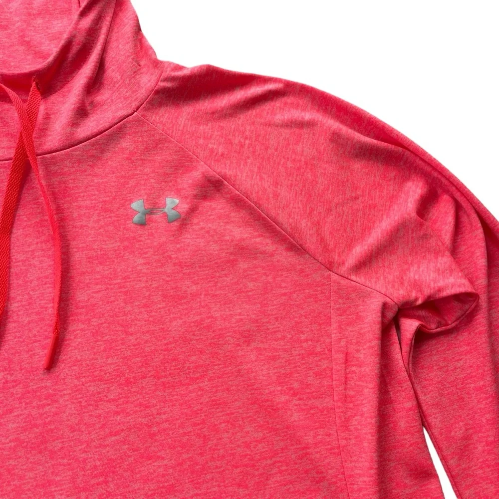 Under Armour Heatgear Womens S Neon Coral Loose Fit Tech Twist Drawstring Hoodie